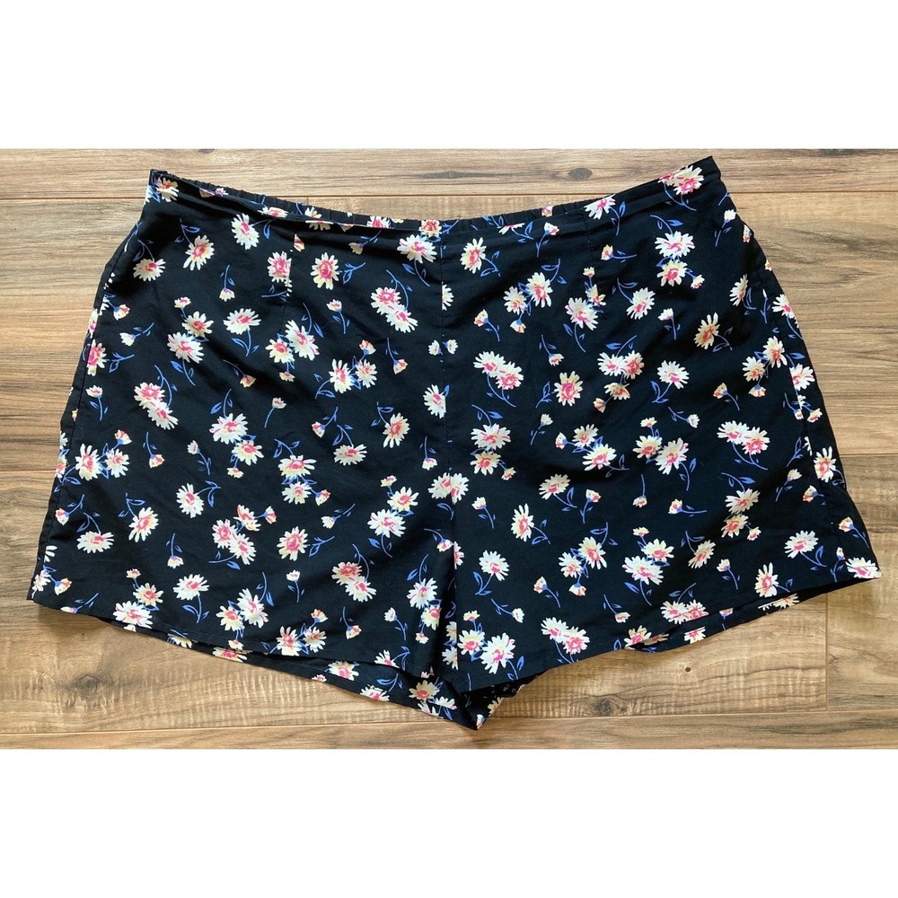 Band Of Gypsies Black Floral Boho Womens Flowy Shorts Sz Large